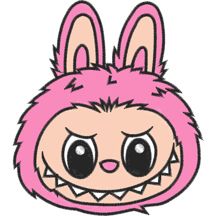 Labubu Nakış Deseni - Pembe Yüz 02 nakış deseni