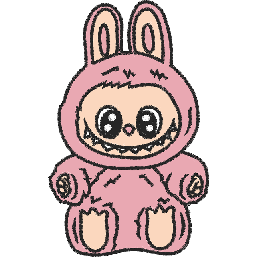 Labubu Nakış Deseni - Pembe Kostümlü 04 nakış deseni