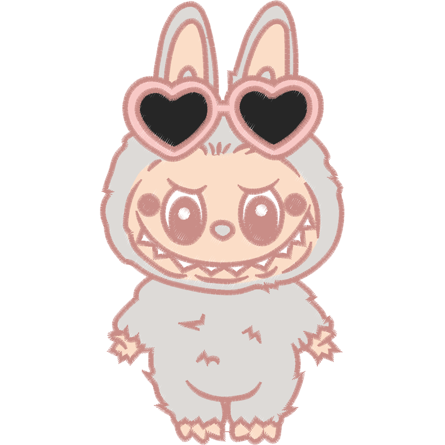 Labubu Nakış Deseni - Beyaz Gözlüklü 05 nakış deseni