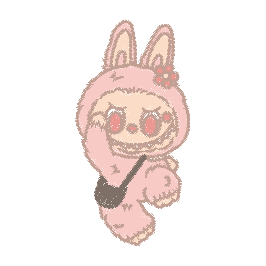 Labubu Nakış Deseni - Pembe Çantalı 01 nakış deseni