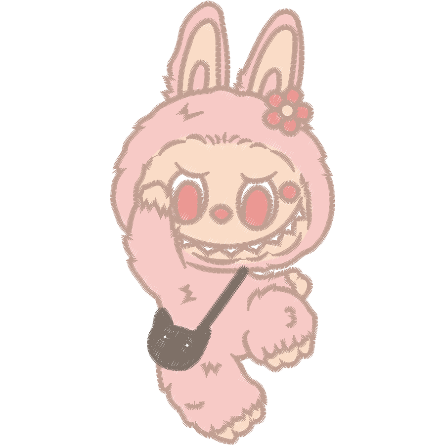 Labubu Nakış Deseni - Pembe Çantalı 04 nakış deseni