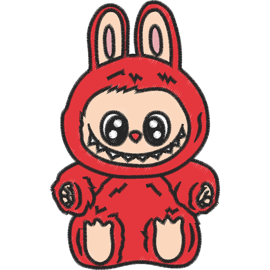 Labubu Nakış Deseni - Kırmızı Kostümlü 02 nakış deseni