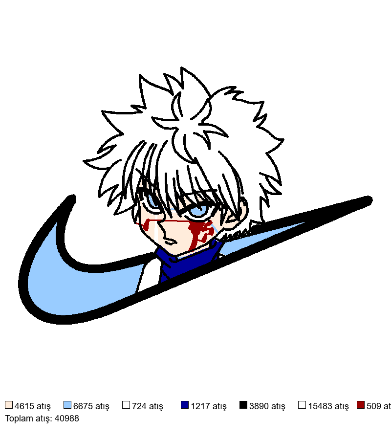 1054 Nike x Killua V2 nakış deseni